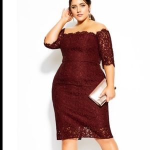 City chic burgundy lace dress 16 small nwt